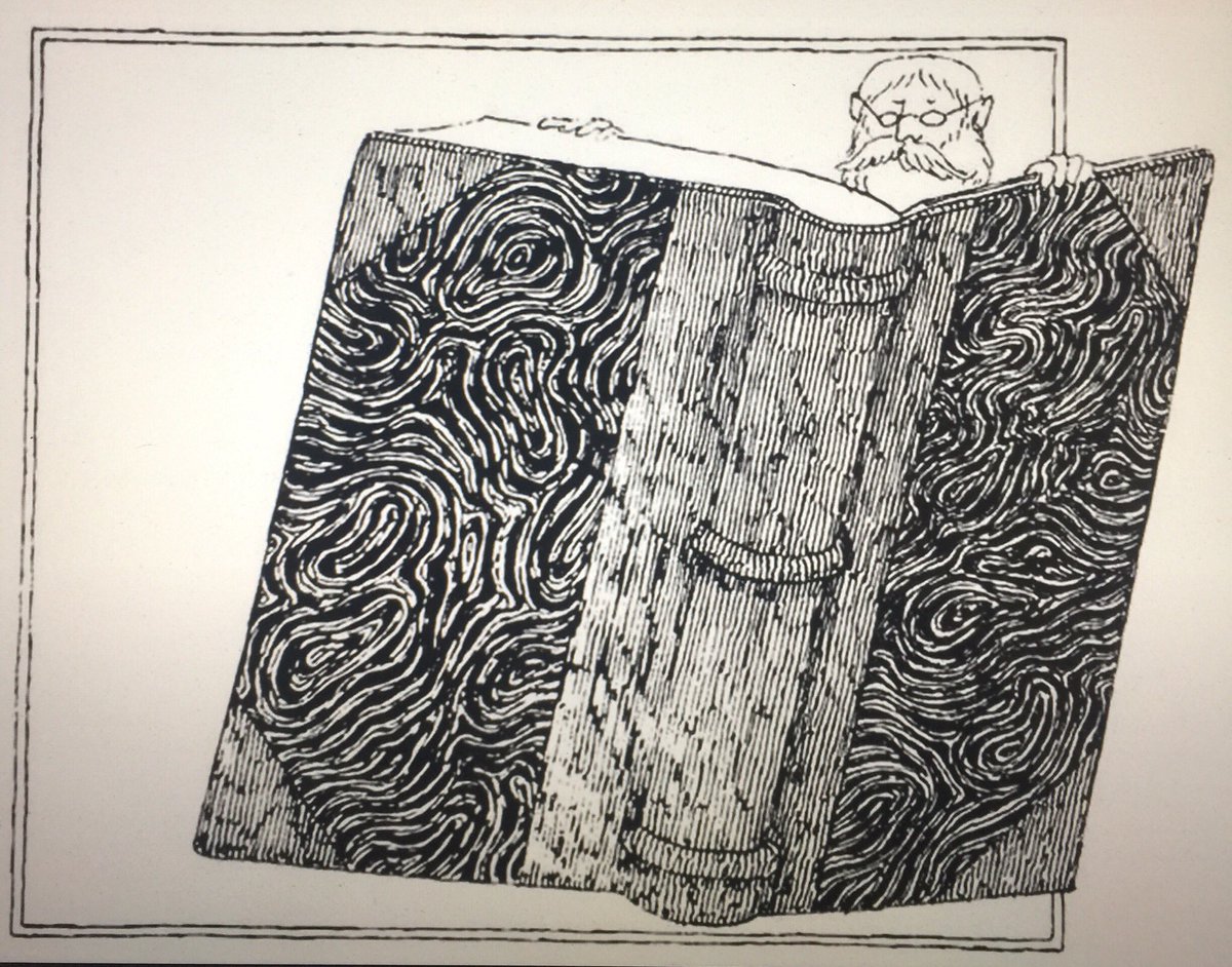 metamelissa's tweet photo. While BTB gets props for the detailed way he illustrates, I just love the executive decision Gorey made to draw the Enormous Book, well, enormously #604D https://t.co/vUGYMZzXwB