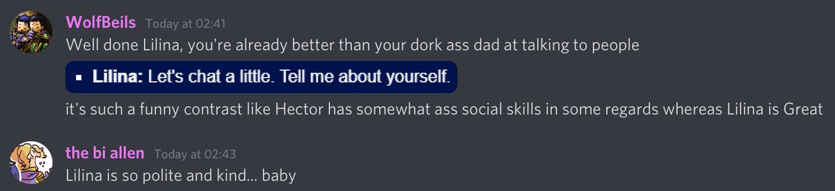 How Lilina has social skills with Hector as a parent is a mystery but she’s talented