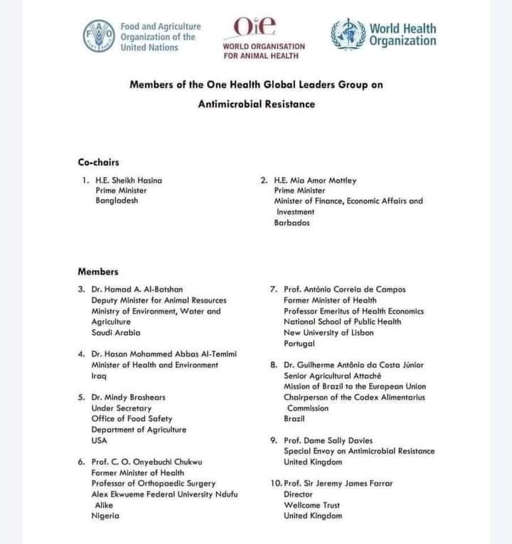 Ononto Akash On Twitter Bangladesh Prime Minister Sheikhhasina Appointed Co Chair Of The One Health Global Leaders Group On Antimicrobial Resistance Https T Co Lu609dtf3s Https T Co Sadmxw1dh1