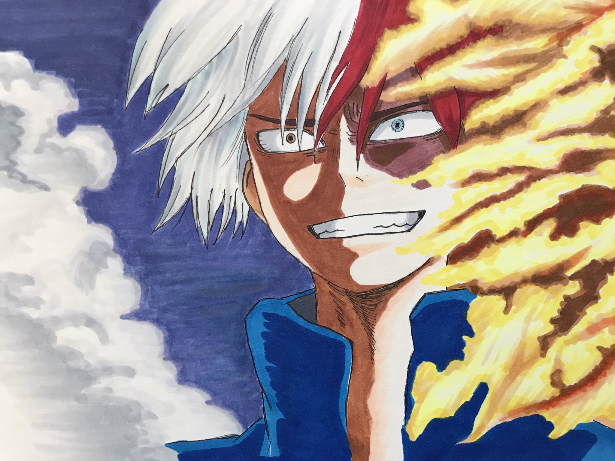 ななり 久しぶりに轟くん 体育祭のデクとの戦闘シーン 炎が難し過ぎた 轟焦凍 轟焦凍イラスト ヒロアカ ヒロアカイラスト 僕のヒーローアカデミア 僕のヒーローアカデミアイラスト コピックイラスト T Co Mpa5myrh13 Twitter