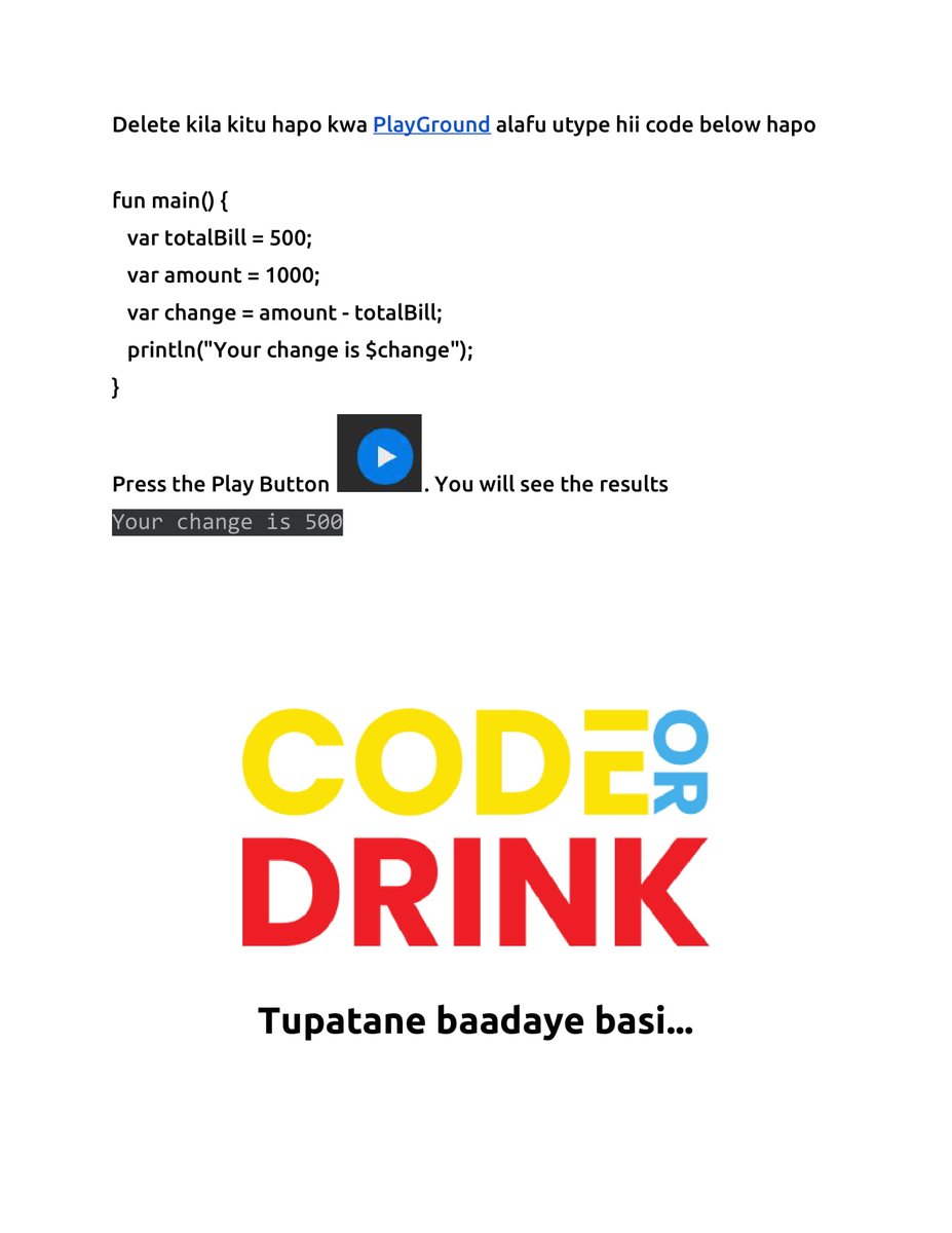 OsoroOngera's tweet photo. Code or Drink : Lesson Two

Tag anyone interested

@kiruik @dru411 @SymonKaguru @tonymwongela @khiilara @nickmwangemi 

Google Docs Link to the Lesson : https://t.co/LF5yiPjiRY

#CodeorDrink https://t.co/tzNwfUG0gu
