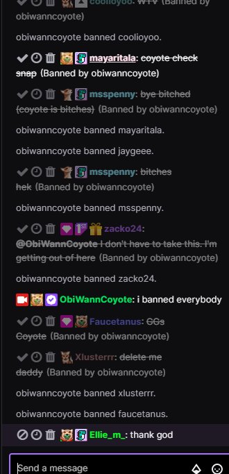 Bans his *loyal* community after getting partner. Thank you <a href="/ObiWannCoyote/">Coyote</a>, go suck a toe