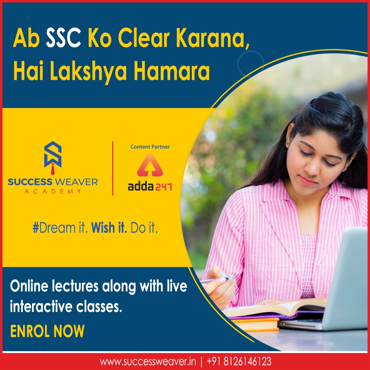 Success_Weaver's tweet photo. Students, accomplish your future goals with @Success_Weaver. We make our students capable enough so that they can mark their target exactly on the aim and successfully win in their dart game of success.

#SSC #BestInstituteinMeerut #Succeed #Adda247 #SuccessWeaverAcademy #Meerut https://t.co/n5TQpofRBs
