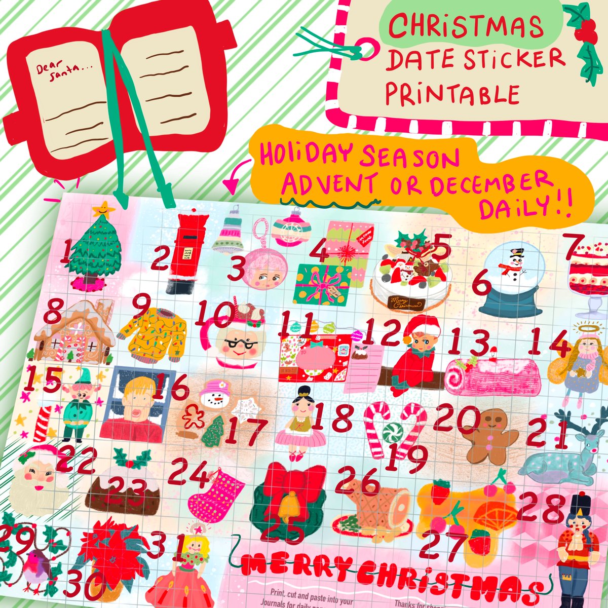 mylifeasatweet's tweet image. NEW IN SHOP: Christmas Date Stickers Printable! etsy.me/2IM7mb1 #Christmas #christmasstickers #plannerprintable #AdventCalendar #Decemberdaily
