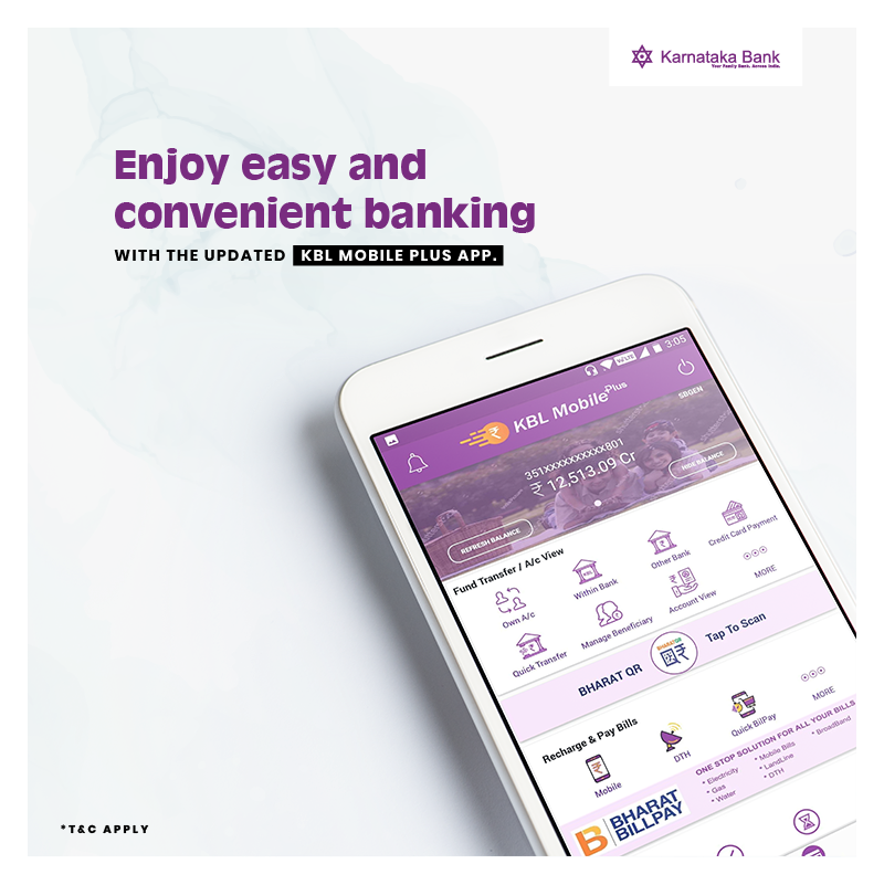 KarnatakaBank's tweet photo. KBL Mobile Plus is updated with new features to assure you of safe and convenient banking. Download the app and experience easy banking.
To know more visit, https://t.co/cyS9aWX0gt
#Karnatakabank #KBLMobilePlus #mobilebanking #newfeatures #digitalbanking #onlinebanking https://t.co/svXL45BM7e