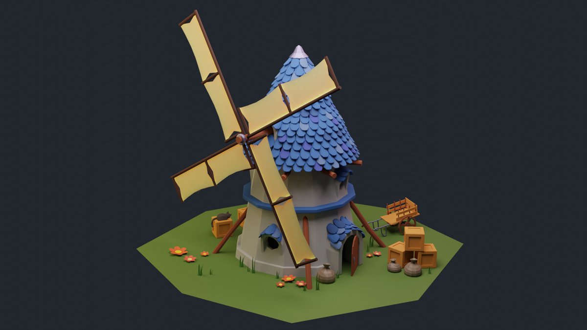 monkeyzav's tweet image. #windmill #3D #blender #lowpoly