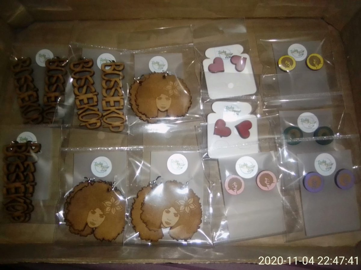 Customized earrings Lauren, you'll find her on FB, please show her some love and support   https://www.facebook.com/lauren.ligwa&nbsp;