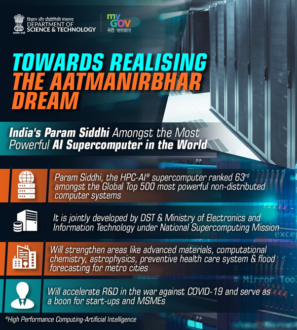 PrakashJavdekar's tweet photo. Proud moment for India, as our supercomputer,"Param Siddhi" gets recognised amongst the most powerful AI supercomputer in the world.

This will immensely benefit the country in various fields.

Digital India under PM @narendramodi ji's leadership is surging ahead in AI Technology https://t.co/XPGmPTAC3k
