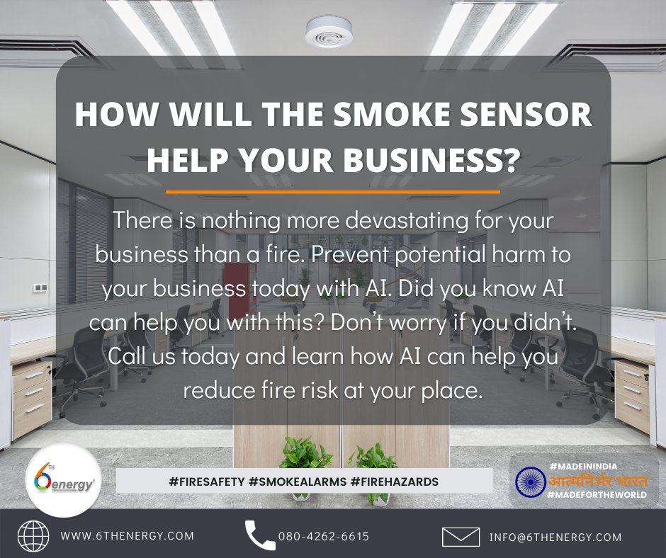 6thEnergy's tweet photo. Prevent potential harm to your business today with #AICamera + #SmokeSensor
Call us today: 080-4262-6615
Visit: https://t.co/MTvqEjycOT
#Firesafety #FireHazards #smokealarm #SixthEnergy #smokedetection #ProgrammableAICamera #Iot #atmanirbharbharat #Fireincident #firerisk https://t.co/AvHroCFMPy