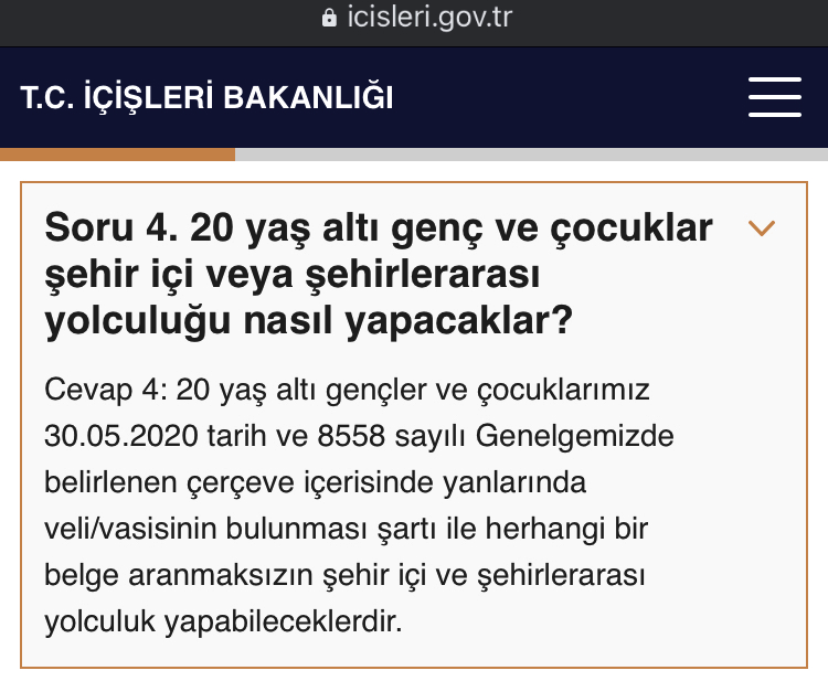 Bambiler 22 Kasım’da ne zaman evden çıkabilir?

icisleri.gov.tr/koronavirus-sa…
4. Soru-cevap bunu açıklıyor. Velisinin sokağa çıkabildiği saatlerde onunla beraber ormana yolculuk edip yarış kitini erkenden alabilir. #geyikgibikos