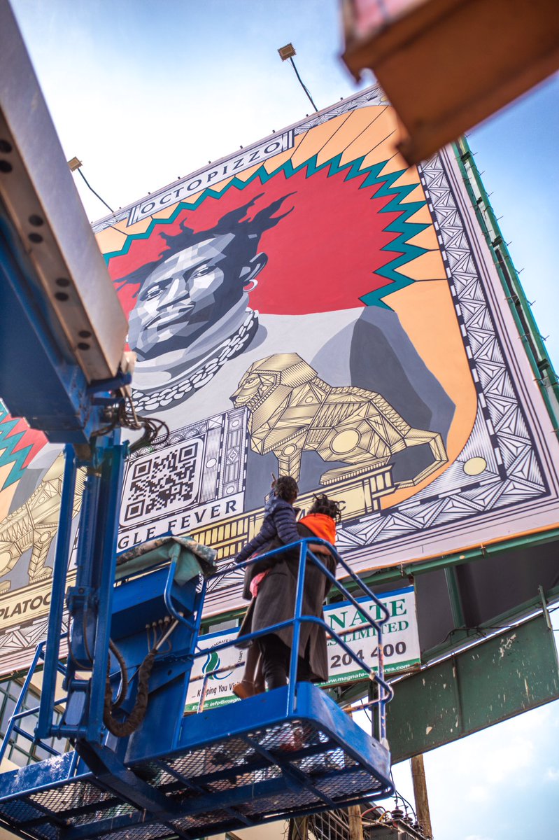 OCTOPIZZO's tweet photo. Took my Daughter Atieno to check out the mural! just to remind her that her Grandma &amp; namesake King Atieno Snr prayed for days like this.
#NP #Tamaaa, if the heavens are watching tell Moms that’s his Son
The DON https://t.co/jOGyY0OYTO 🦁
#JungleFever OUT NOW 
#KenyanDream ❤️ https://t.co/73QDN7PmaS