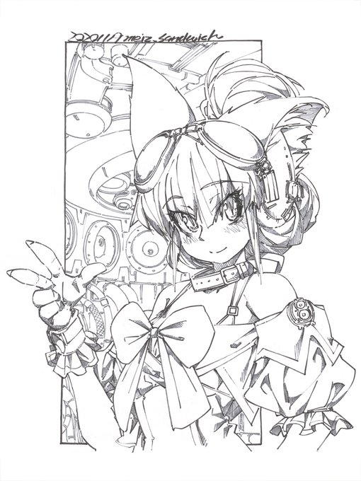 【作業中:?】しばらく水彩画用紙とかに描いてたけど、やっぱりこれが一番描きやすい。
#線画 #狐娘 #色紙 