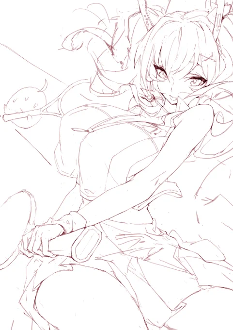 #線画と塗った後を見せてください ?? 