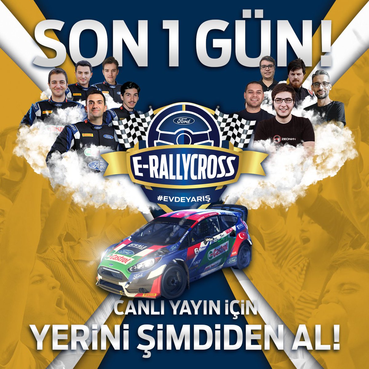 fordturkiye's tweet photo. Büyük yarış için son 24 saate giriyoruz! 🏁
E-Rallycross yarışımız Pazar günü saat 18.00'de Ford Türkiye YouTube kanalında!
👉 https://t.co/D7zS6Mjde1
#EvdeYarış #eRallycross #GeleceğiBugündenYaşa https://t.co/xPMgobMEam