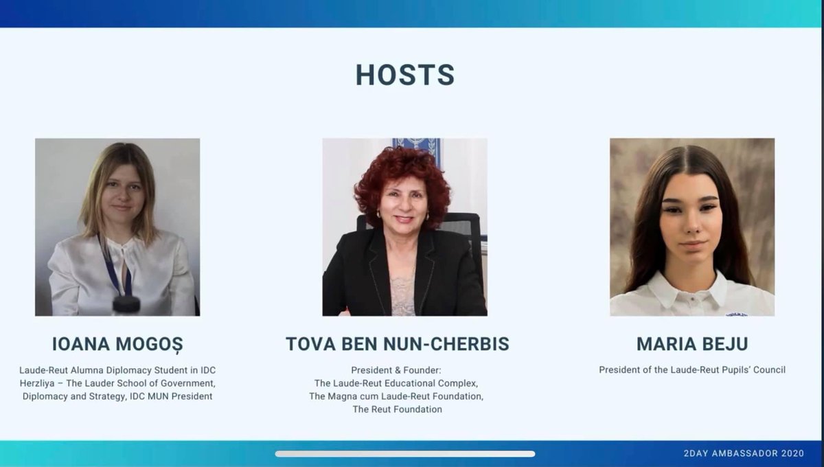 Travel_2Romania's tweet photo. Ambassador @DavidSaranga 270 students from🇷🇴🇮🇱coming from 25 high schools in Bucharest,Tel Aviv,Haifa& Herzliya orgnized by the Lauder-Reut high school in Bucharest
#2DAYAMBASSADOR online Conference on ‘Communications in Times of COVID-19
#publicdiplomacy
https://t.co/rXI8kPEYwj https://t.co/Jaclmp6LnP