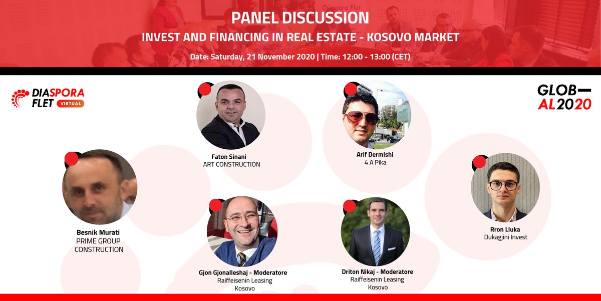germin_ngo's tweet photo. Join the Virtual #DiasporaFlet2020 Conference TODAY, starting at 12:00, for the Panel Discussion 'Investment and Financing in Real Estate' moderated by @gjongj , and Driton Nikaj, with panelists: Besnik Murati, Faton Sinani, Arif Dermishi and Rron Lluka. https://t.co/hp8m80ntt6
