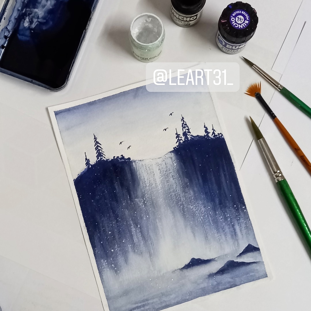 leart31_'s tweet photo. It took me one week to really understand and apply the technique of this artwork. Alhamdulillah I am able to do such a great job #satisfiedhehe🥳

#myartwork #watercolorart #watercolorpractice #watercolor_painting #watercolor_daily #waterfallwatercolor #waterfall #waterfallart 🔥 https://t.co/Coyo98fTFs