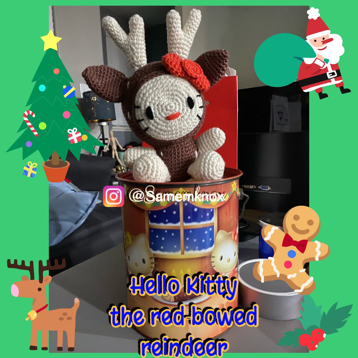 🎶But do you recall? The most famous reindeer of all? #stitchandstory #hellokittyamigurumi #hellokittylover #christmascountdown2020 #myhobby