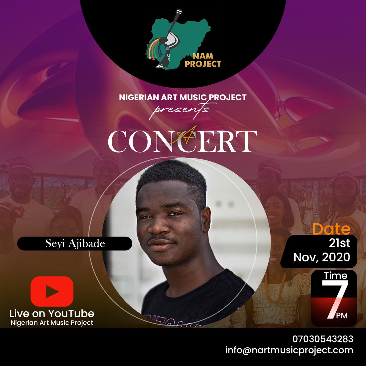 art_nigerian's tweet photo. Don't miss this concert featuring the great pianist @AjibadeSeyi5 live on YouTube at 7 pm on Saturday, the 21st of Nov. Subscribe here https://t.co/OFi7lgcF5W
#namproject #namconcert #namartists #namcomposer https://t.co/kNrU8ec5qi
