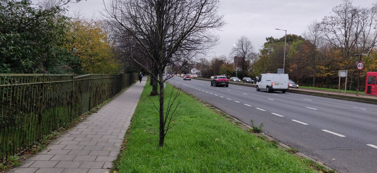 The car lobby wanted the East West cycle route,  #CW9, to run along this pavement. In their defence, historically this was a recreation area!
