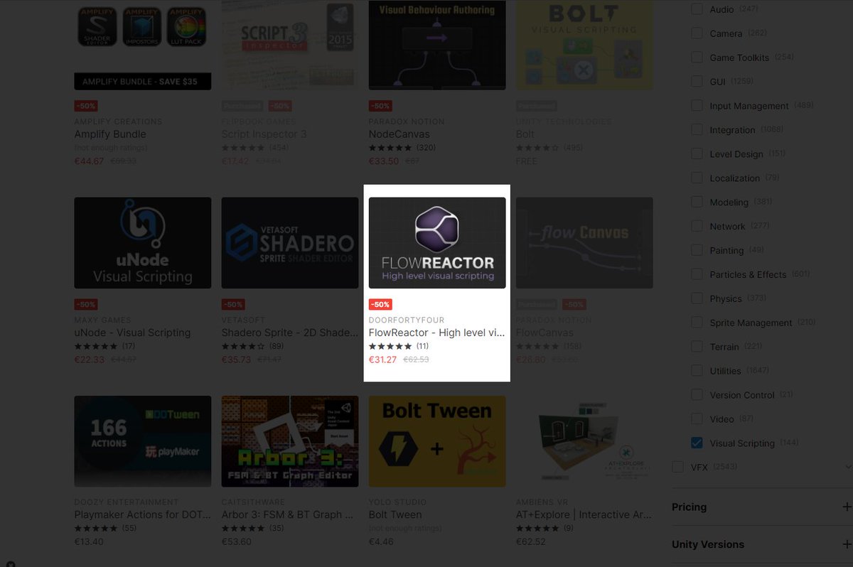 MarcCEgli's tweet image. #FlowReactor is on the first page in the category Visual Scripting! Thanks everyone for your support! 🥳
🔥 It is also currently 50% off! 🔥

assetstore.unity.com/packages/tools…

#gamedev #indiev #assetstore #unity3d