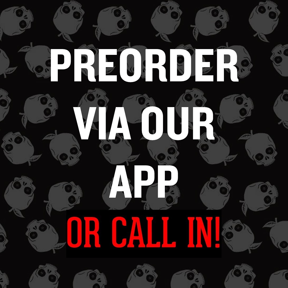 Folks, we're open for takeaway today and its gonna be great. Just make sure you pre-order, via our handy app or calling in 🤘🍏💀
