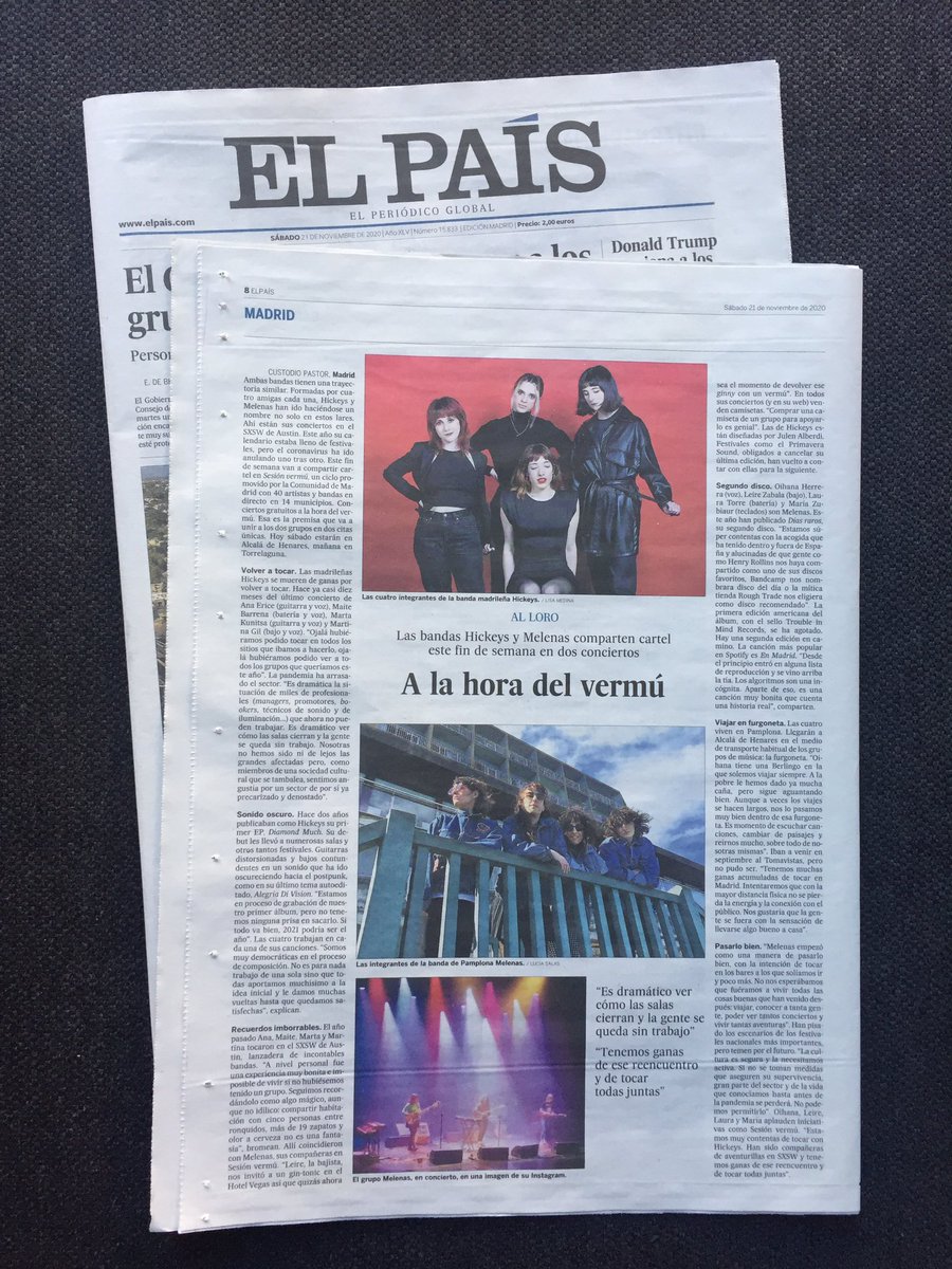 A la hora del vermú. Las bandas Hickeys y Melenas comparten cartel este fin de semana en dos conciertos. elpais.com/espana/madrid/…