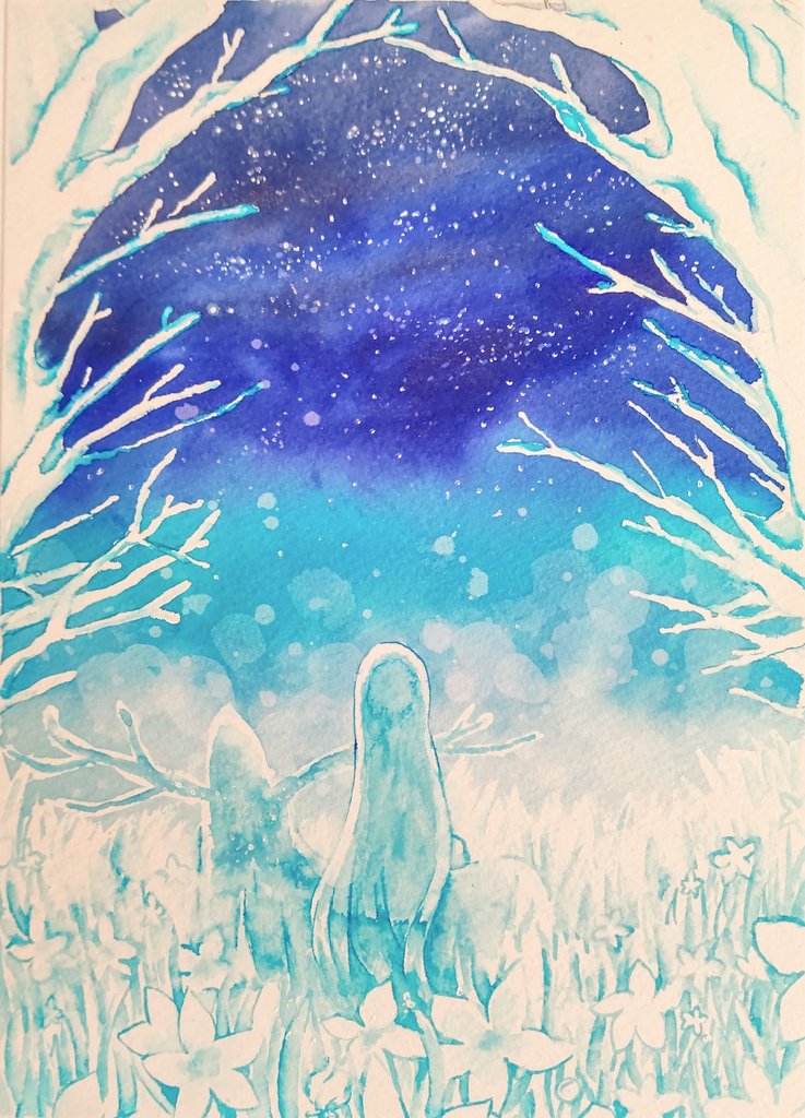 uminaka88's tweet image. この瞼を閉じれば、この幻想夜は消えるだろう。罪悪感などない。ただ、少し残念だと、ひとつ息を吸って…

久しぶりに大きい絵を。
青い空は描いてて楽しい…夜空なのでラメラメです。
Endpaper:星瞬節、アレスター商会
尚貴堂:アマルフィ
glass studio toos:aconitum

#インク沼 
#尚貴堂
#Endpaper