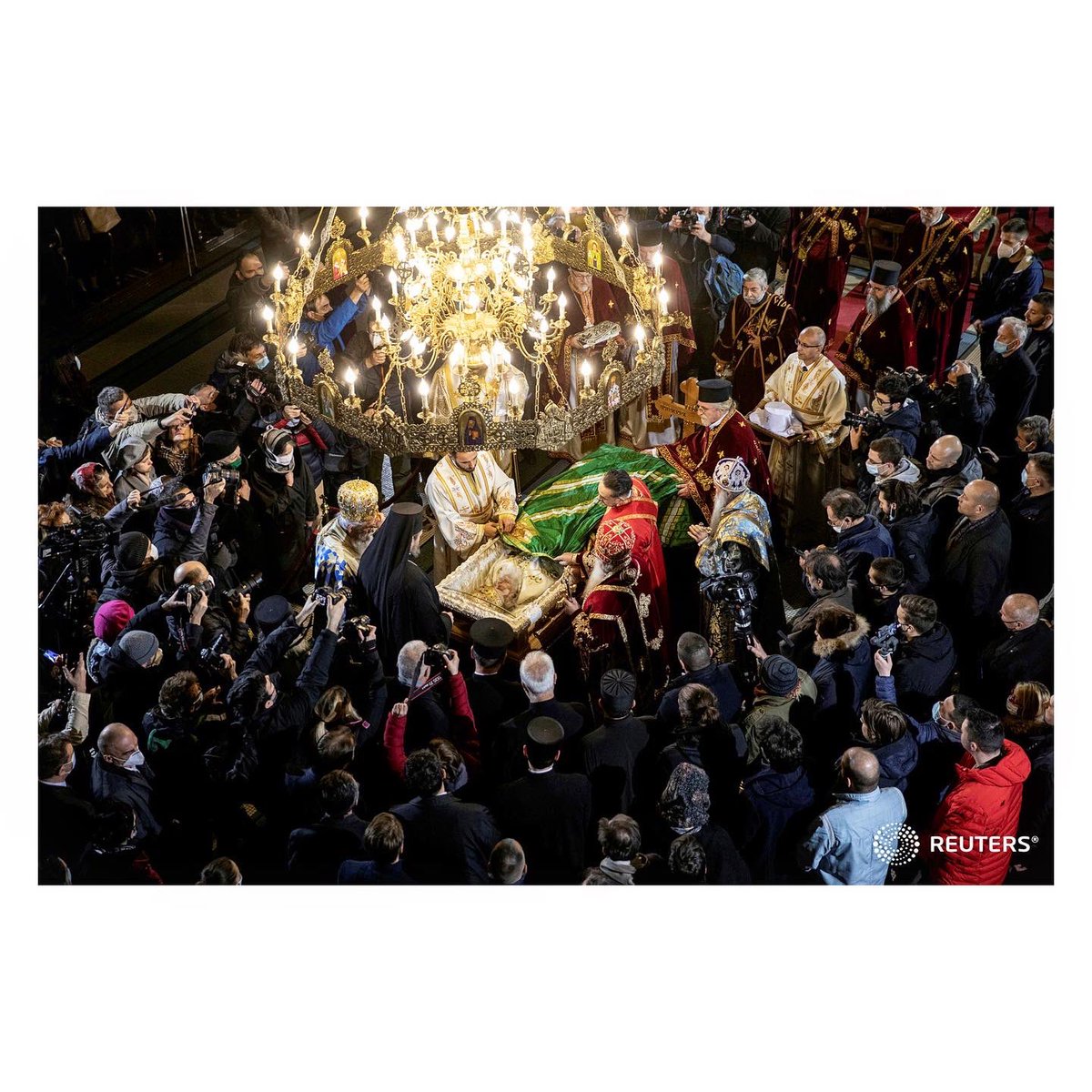 markodjurica's tweet photo. Mourners pay respects around the casket of Serbia's late Patriarch Irinej, who died after contracting COVID-19, during funeral rites at Belgrade's Archangel Michael cathedral church, in Belgrade, Serbia, November 21, 2020. @reuterspictures #religion #othodox https://t.co/dNK5aKizFG