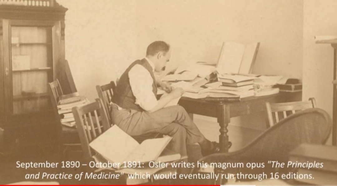 - He was so invested in medical education that he always had medical students at any of his rounds.- He wrote the first scientific internal medicine textbook, the principle and practice of medicine which was used all over the world for about 50 years and went through 16 editions