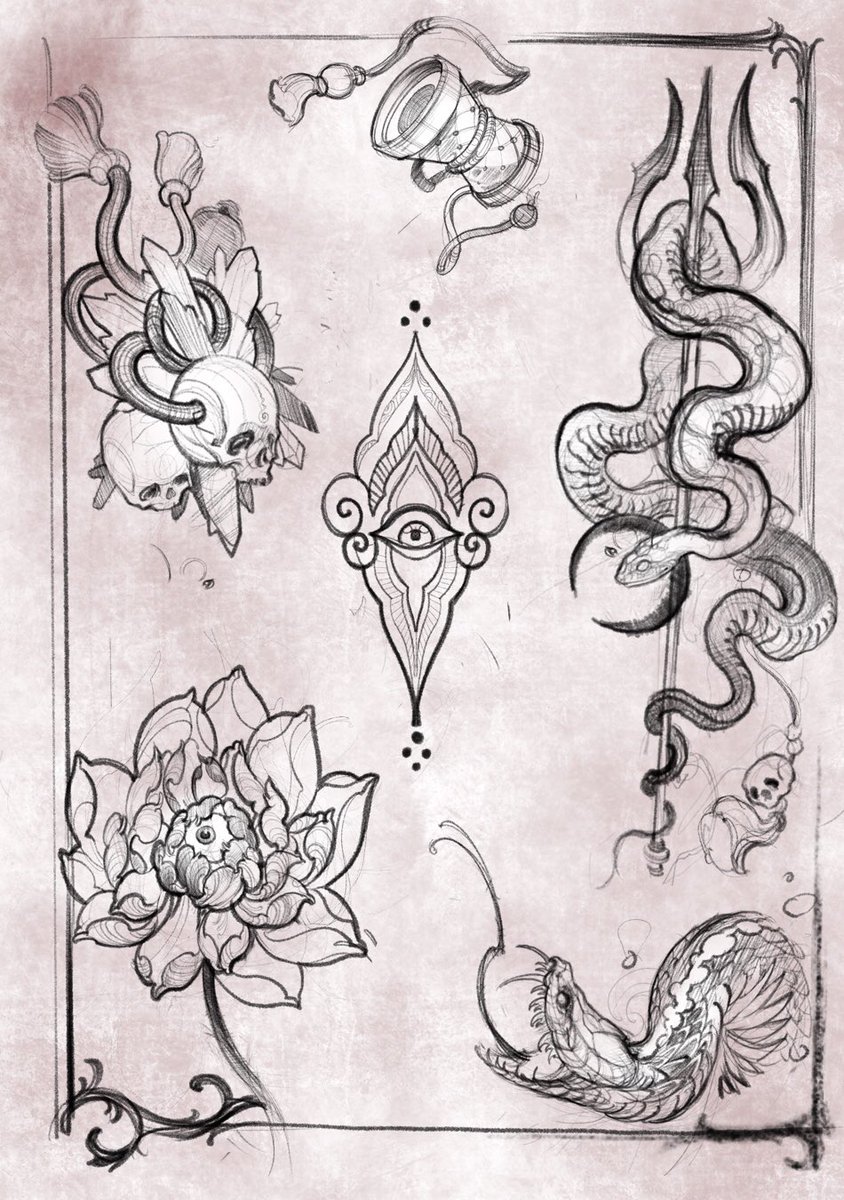 mettleink's tweet photo. Some of the designs that will be available tomorrow at Gaia Hostel, Anjuna. Swing by for #flashtattoos https://t.co/yAOJHAoYTB