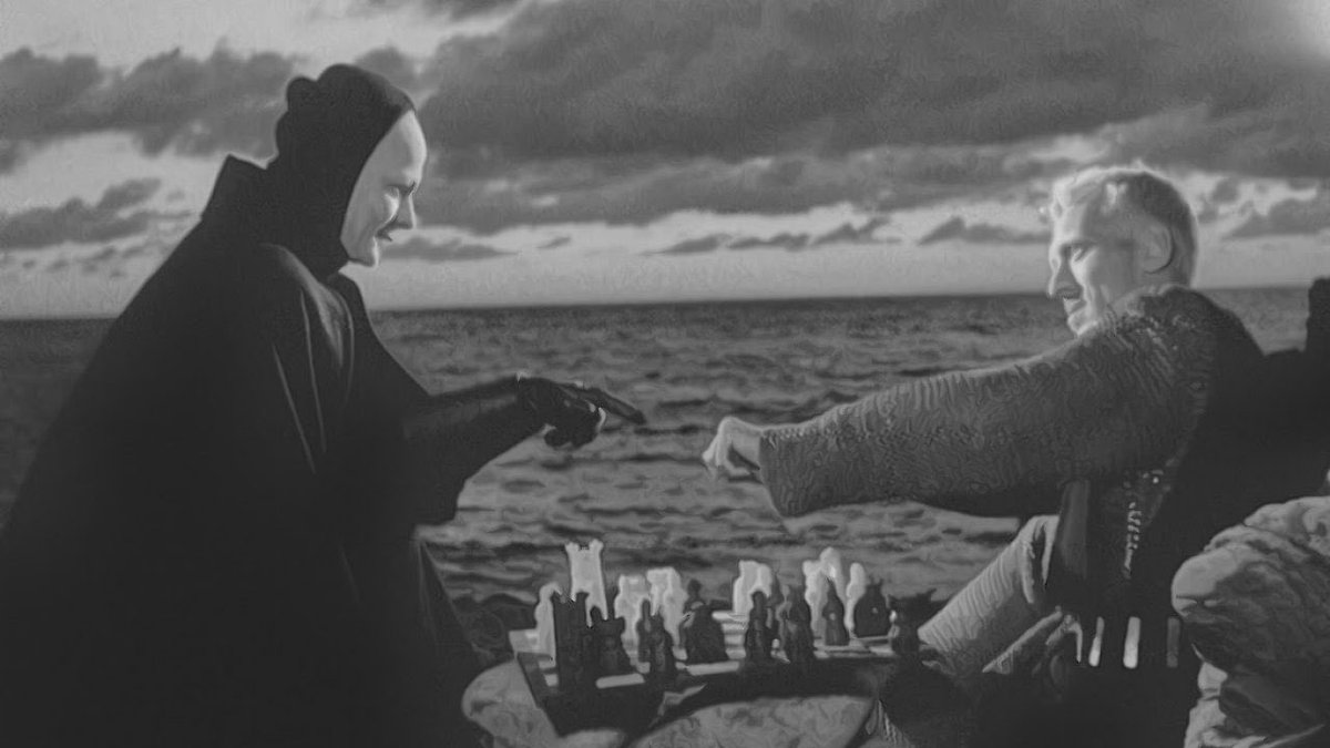 GifsCine's tweet photo. “Al borde de la vida el miedo nos hace crear una imagen salvadora y esa imagen es lo que llamamos Dios” El séptimo sello. 1957 https://t.co/TT0XxYZK5f