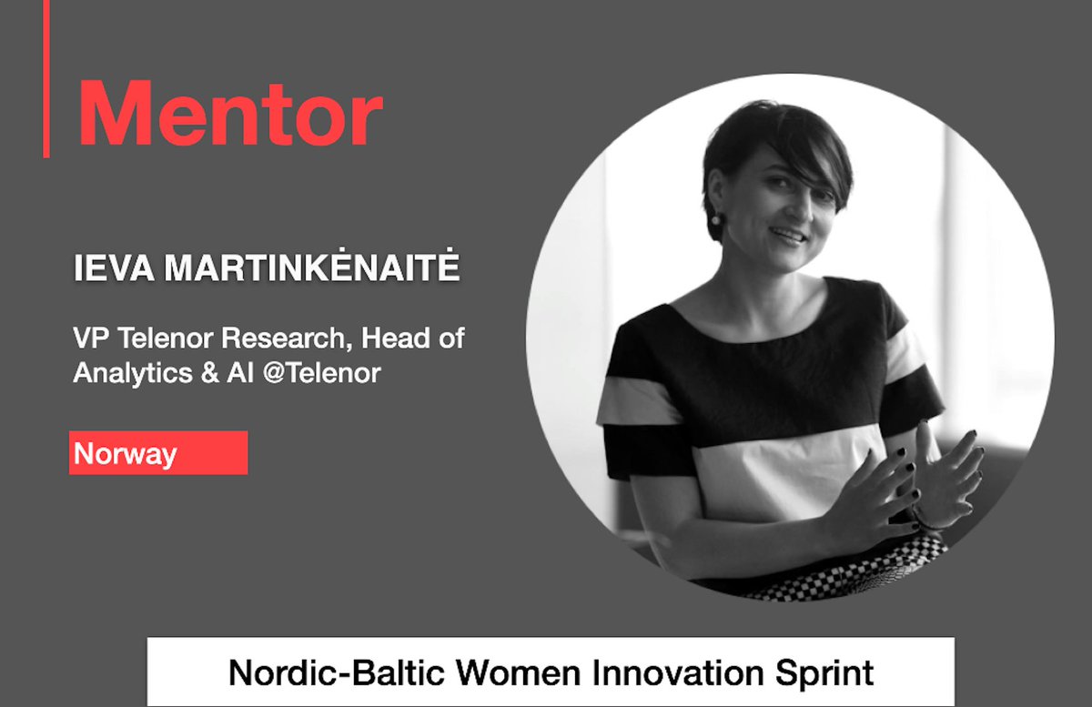 Meet @martinkenaite_i, our mentor for #alterstate Nordic-Baltic Women Innovation Sprint. She is VP of @TelenorResearch and Head of Analytics & AI at Telenor. 

🚀 Learn more: ow.ly/dRie50CjJjw

#womenintech #nordicmade