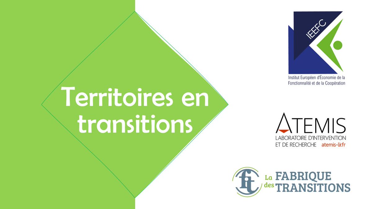 IEEFC, ATEMIS et FDT vous invitent à une émission "Territoires en transition"
mer 2 décembre de 16h30 à 18h00
"Villes pairs, territoires pilotes de la transition" : un dispositif réflexif et un référentiel au service de projets de transition.
frama.link/TerrTrans