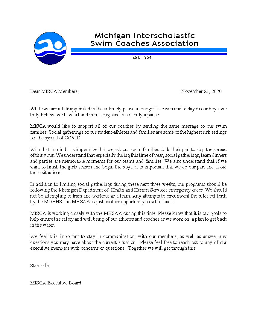 Covid Update from MISCA