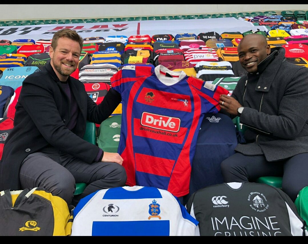 NBRFC's tweet photo. 😍 THINGS YOU ❤ TO SEE

@topsy_ojo &amp; @rossharries1  showing the @NBRFC shirt @EnglandRugby @Twickenhamstad
amongst the other grass roots team shirts on display from around the country in the stands today 😍

 Thank you very much Gents 👏

@GRFUrugby @swsportsnews @BristolBears https://t.co/AVlYzpRPnv