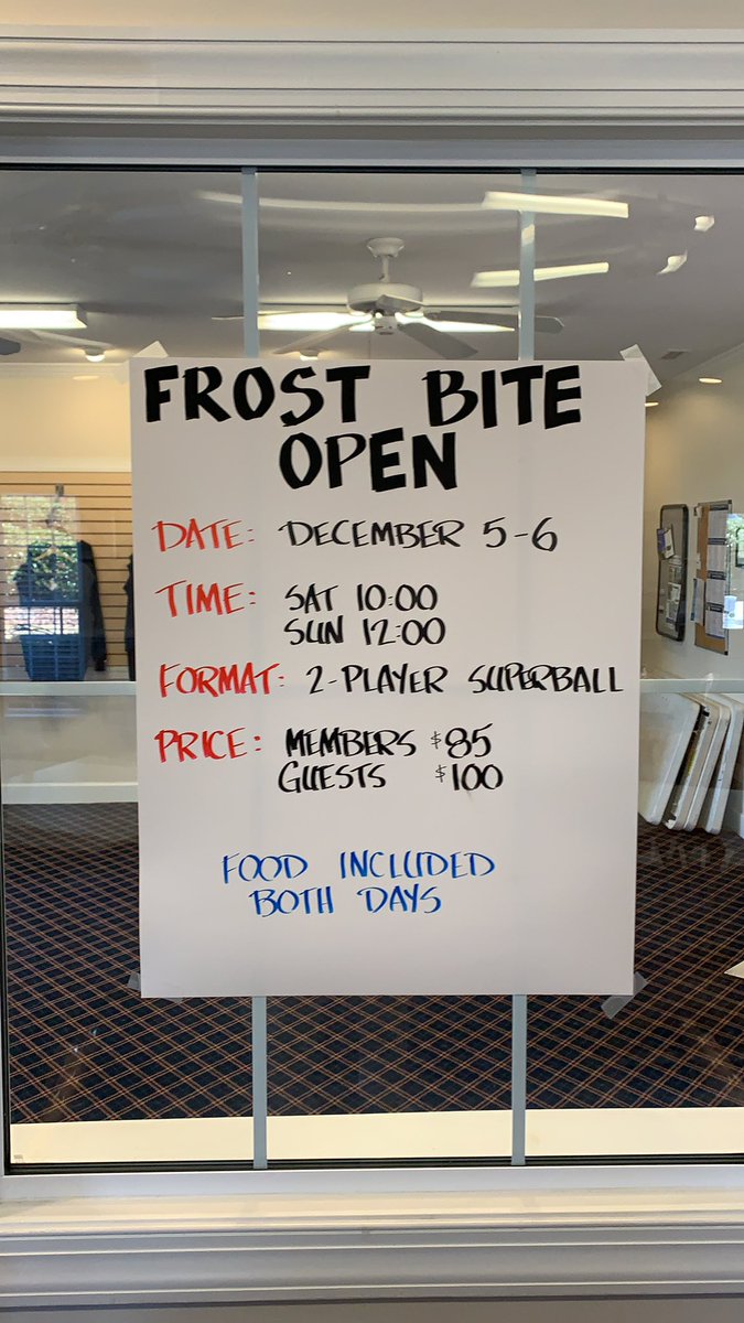 WendellCCGolf's tweet photo. Sign up now for the 2020 Frost Bite Open.  Save $15 by paying before November 25th. https://t.co/ZBrnnxGv4N