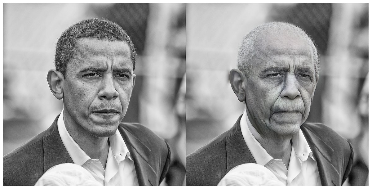 WiGeisler's tweet image. Aged Obama. #neuralfilter #Photoshop #photoshopCC2020 #adobe #Obama #beforeandafter #photography #ATX