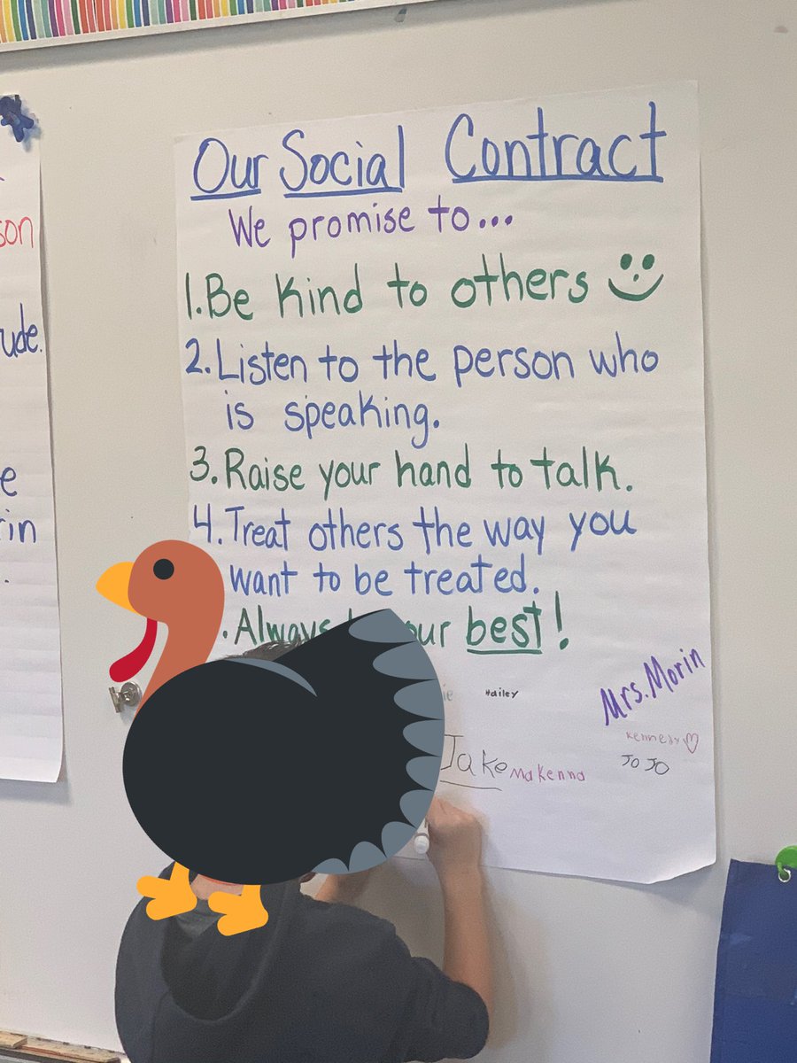 MorinFirstGrade's tweet photo. In-Person social contract signing. I feel blessed to have such kind, thoughtful kiddos this year! #FirefliesInFirst @LuDove2 @BESFirefly https://t.co/8pzZmXFK2o