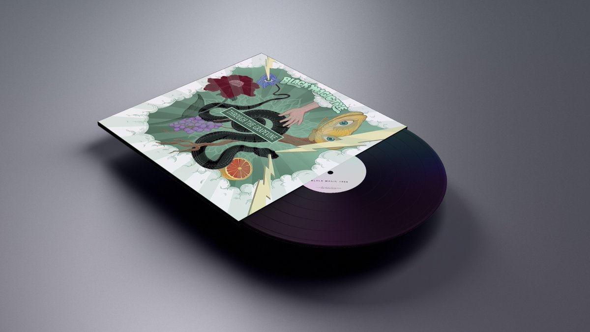 blackmagictree's tweet photo. Our upcoming debut album "THROUGH THE GRAPEVINE" will be available on vinyl through Karma Conspiracy Records January 22, 2021. 
🤩🥳🍾

The super rad psychedelic cover artwork was made by Martin Meir.
⚡️ 🦋🍇🐍🍊

Vinyl pre-orders are now open: https://t.co/lNcnu3QDw5 https://t.co/wlCP5mE3tx