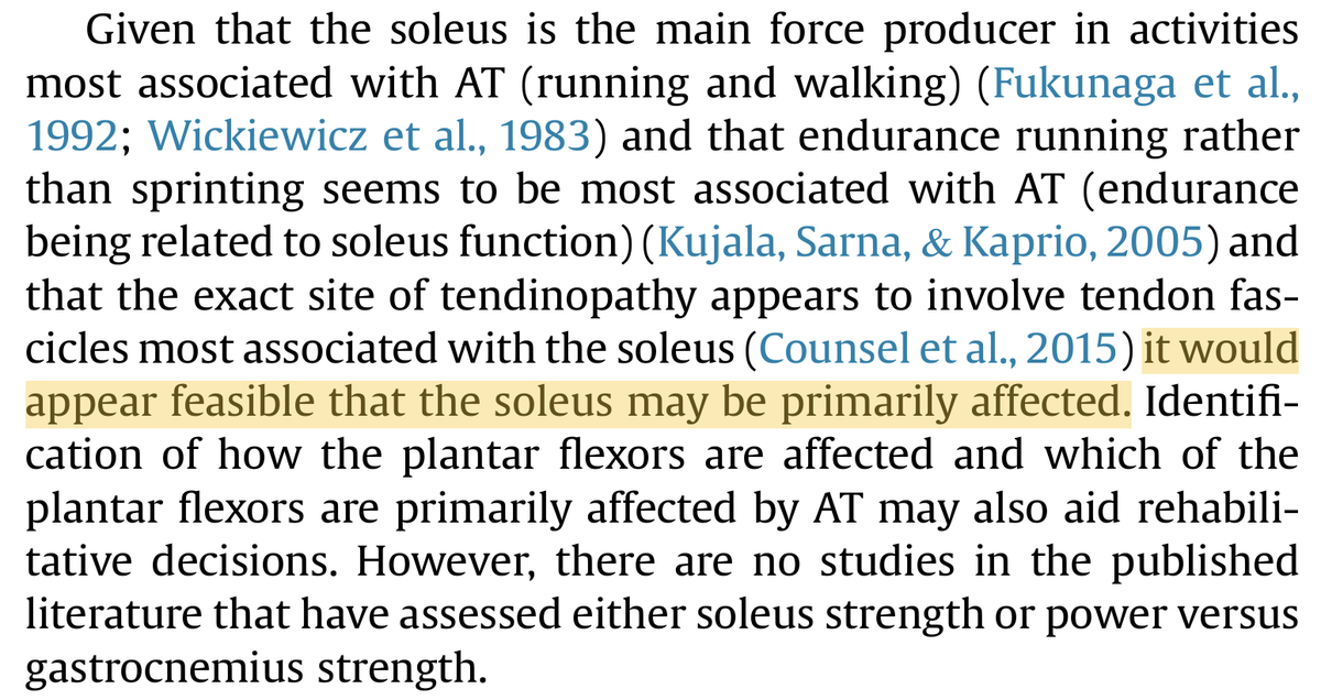 mboydphysio's tweet photo. Soleus seems to be where the #tendinopathy develops and is the area under most stress with walking and running

Runners with #Achillestendinopathy have weaker Soleus bilaterally

https://t.co/K88AcEG9sG

From @Seth0Neill &amp; @SimonBarry8 https://t.co/8Lv0KrMFaL