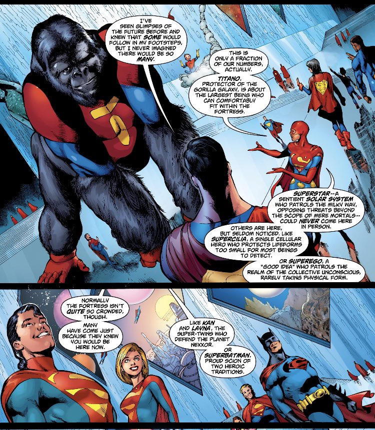 The Superwoman goes on to describe Titano, Superstar, Supercilia, Superego, Kan, Layna, and Superbatman