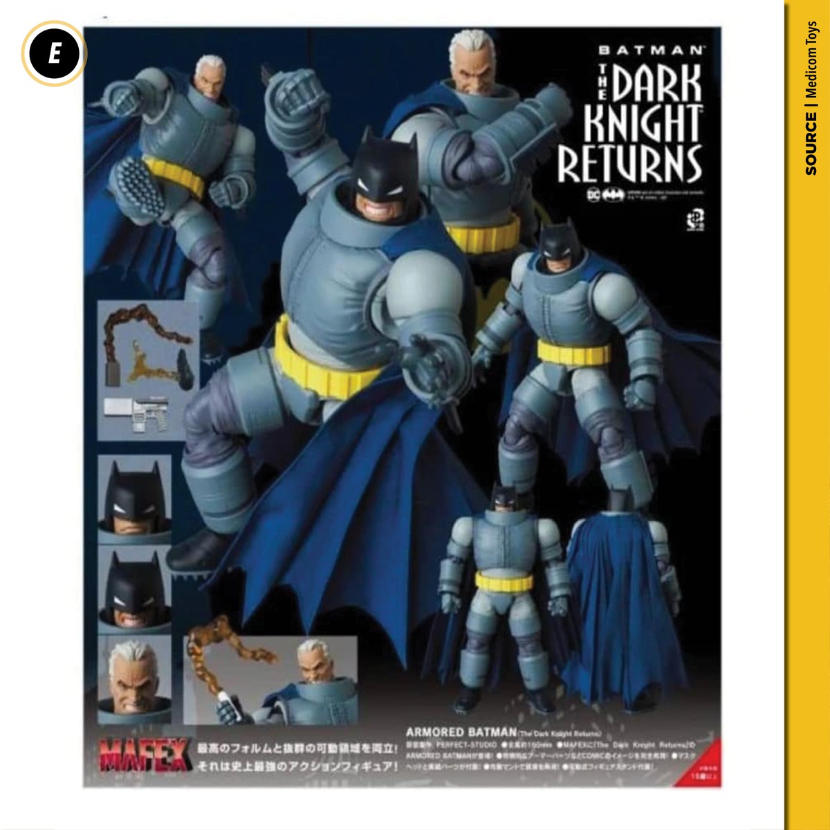 ExcluMagazine's tweet photo. REVEAL : @MEDICOM_TOY  Armored Batman MAFEX (The Dark Knight Returns). This is a developing reveal so we'll keep you updated as more details &amp; images come available (usually in the hours after this image goes up). Let us know your thoughts in the comments. https://t.co/mqgCoT2ka6