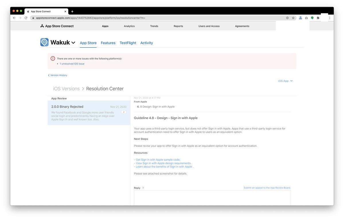 AppWakuk's tweet photo. Useless policy enforcement and superiority complex of @Apple @AppStore. 

 #iosappdeveloper @Azure  @Microsoft365 #apple #AppStore #appleindia #politics @tim_cook #timcook #monopoly #enforcement @realDonaldTrump @JeffBezos @satyanadella @MarkZuckerbelg #Monopoly #policy https://t.co/s7FBnaQt8R