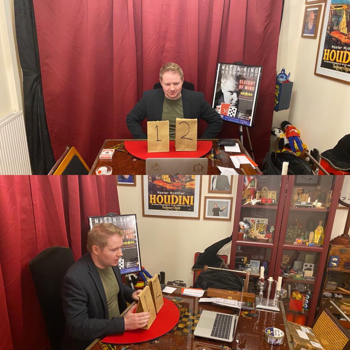 MKMindReader's tweet image. Behind the scenes footage from last night’s Zoom Mind Reading Show! Many thanks to those who joined us! #zoom #zoommagic #zoommindreading