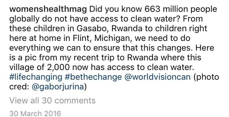 When Meghan took over Womens Health Magazine's IG for  #worldwaterday"Did you know 663 million people globally do not have access to clean water?" - Meghan Markle  #BeTheChange