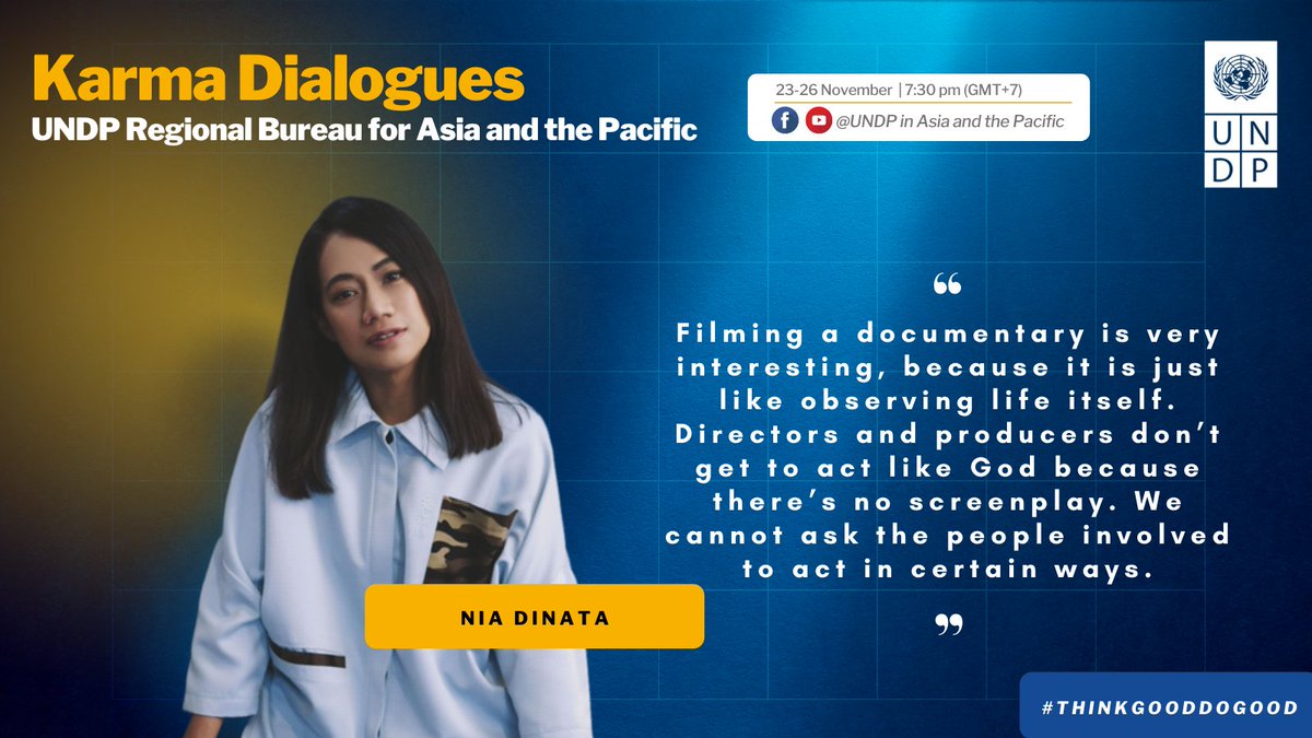 UNDPasiapac's tweet photo. 📢Critically acclaimed filmmaker 📽️ @tehniadinata from #Indonesia joins #KarmaDialogues for a frank conversation on why she has never shied away from any controversial issues. 

Any questions for her❓Use #KarmaDialoguesNia
🔗Register here https://t.co/o9efqumPBI https://t.co/aXpIFMkSzB