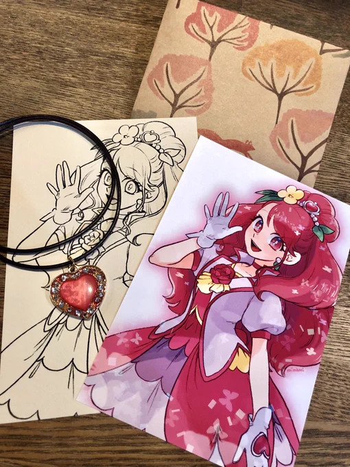 イラストと線画印刷して作ったネックレスと一緒に送ったお手製プレゼント喜んでもらえました! 