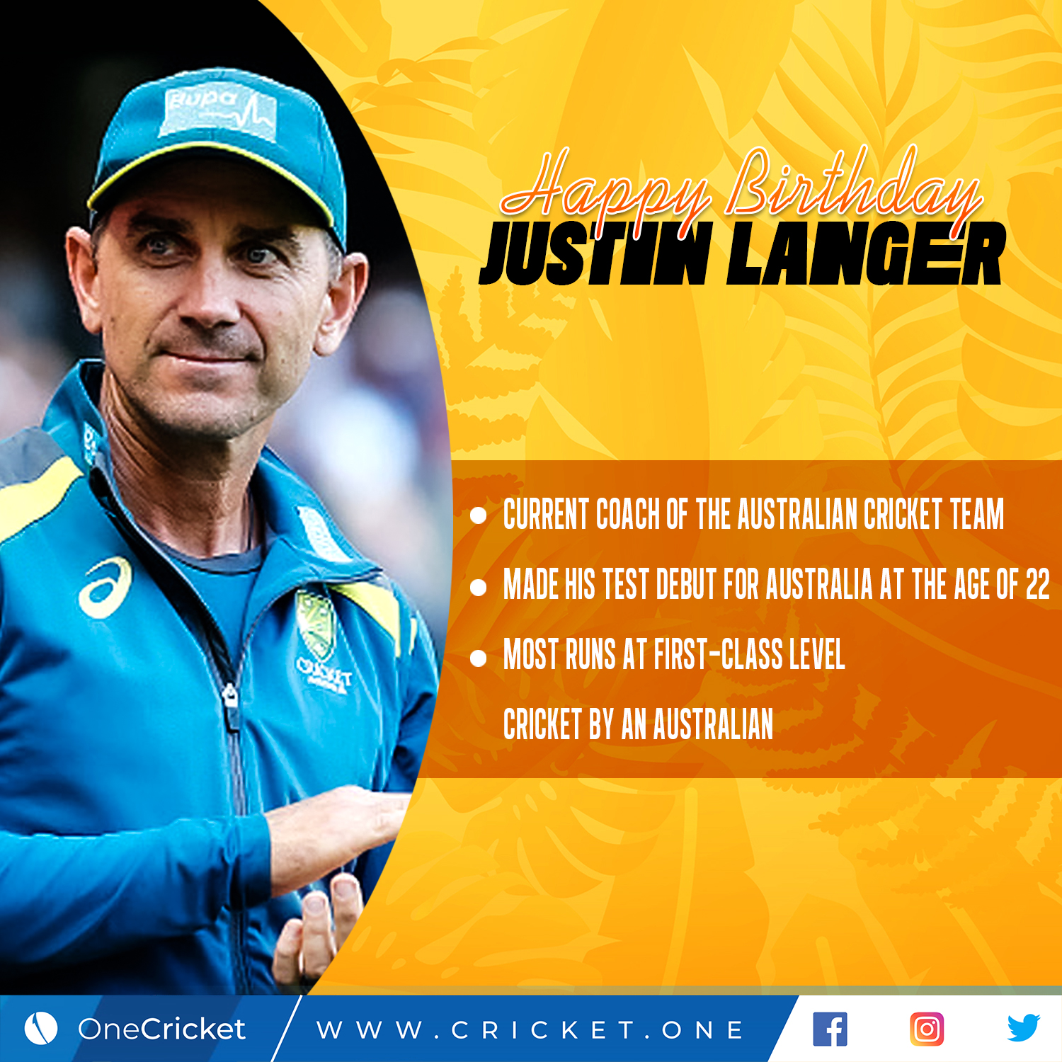 Wishing Australian cricket team\s head coach Justin Langer a very happy birthday!  