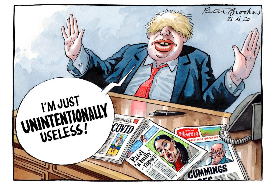 My cartoon Saturday @TheTimes on the Patel outrage, and all the others. #PritiPatelBullying #BorisJohnson #standardsinpubliclife #HomeOffice